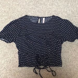 ~Never Worn Blue Polka Dot Crop Top~